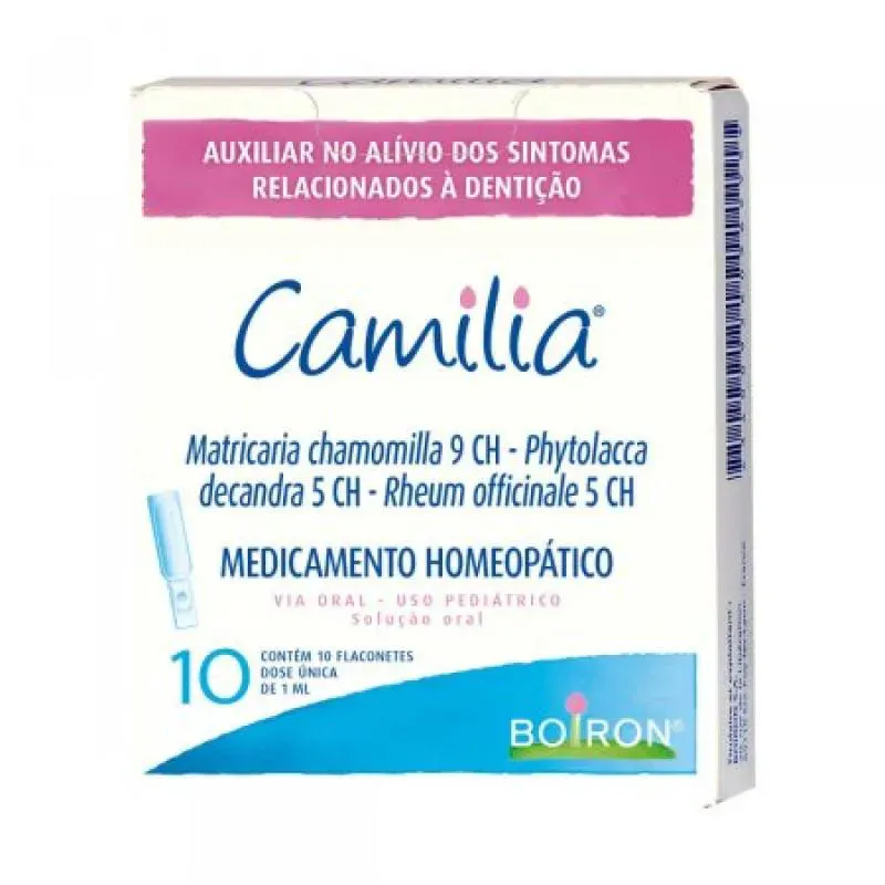 CAMILIA MATRICARIA CHAMOMILA 9CH+ PHYTOLACCA DECANDRA 5CH + RHEUM OFFICINALE 5CH SOLUçãO ORAL 10 FLACONETES DE 1 ML