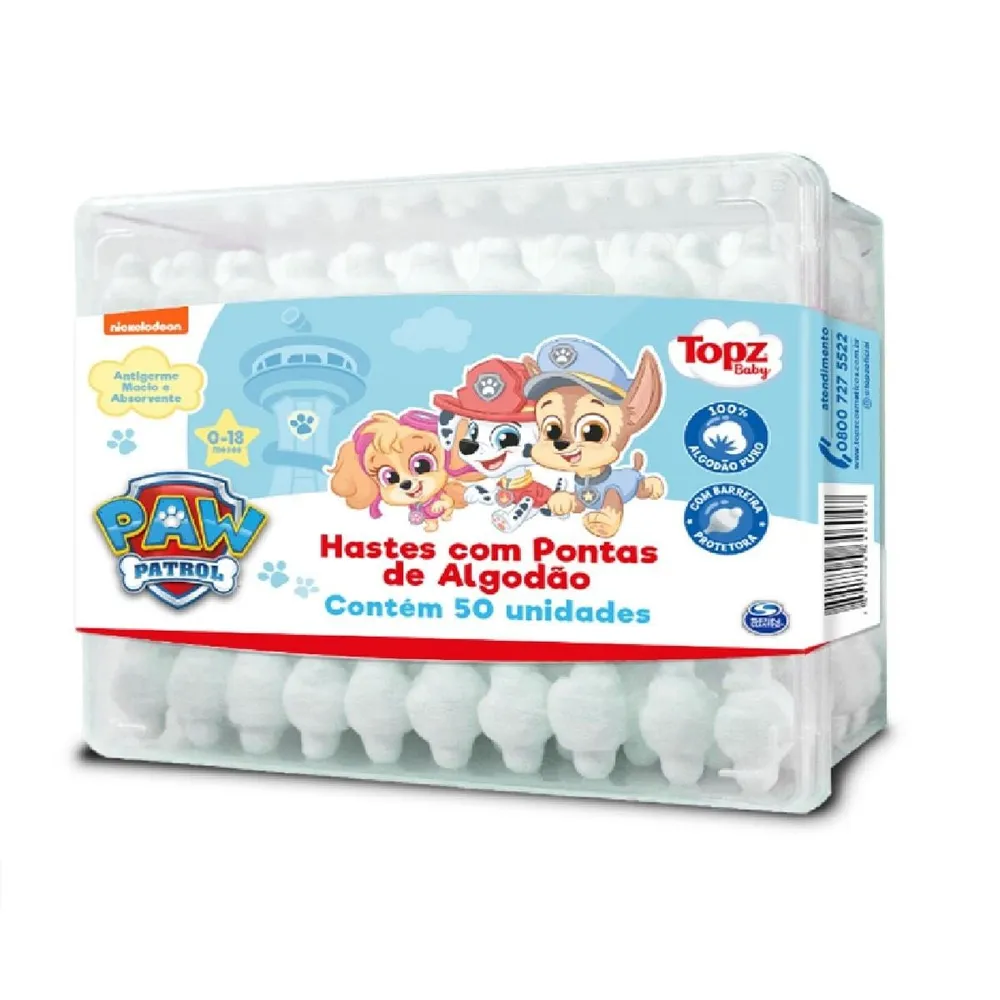 Cremer Hastes Flexíveis Topz Baby Patrulha Canina 50 Unidades