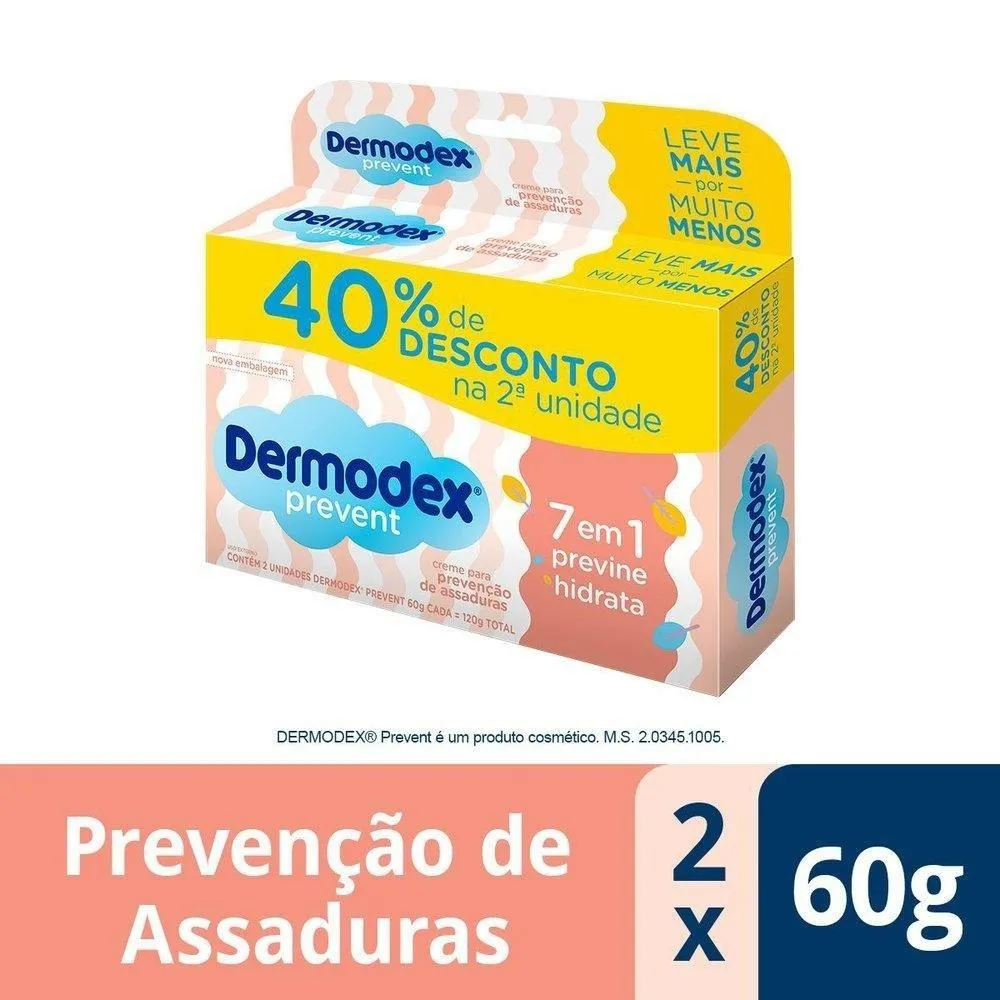Kit Pomadas de Assadura Infantil Dermodex Prevent 60 g cada 2 Uni 40% na 2ª unidade