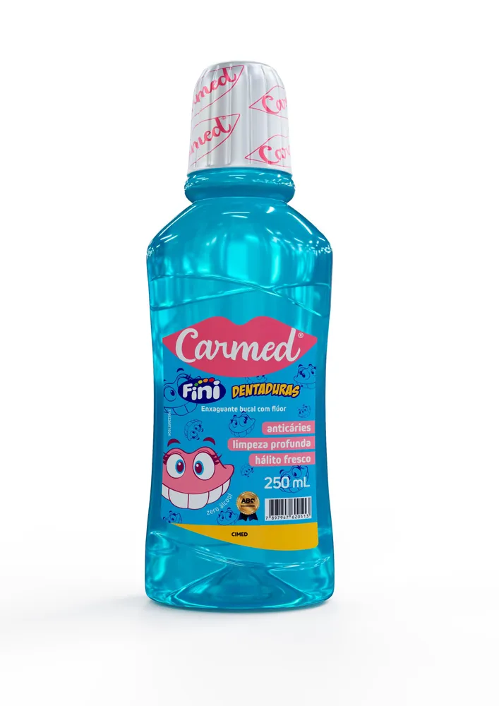 Enxaguante Bucal Carmed Fini Dentaduras com Flúor Zero Álcool 250 ml