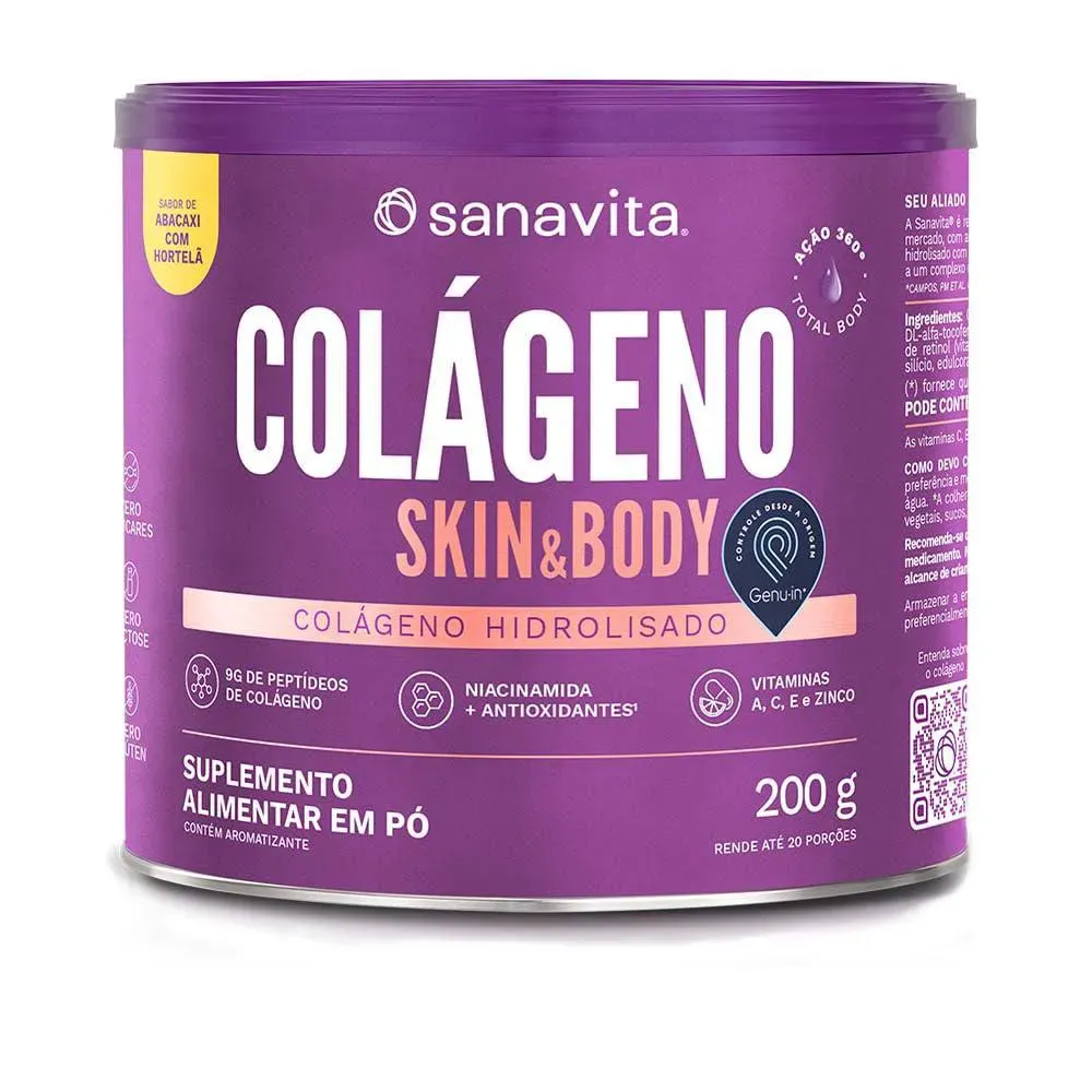 Colágeno Sanavita Skin Abacaxi com Hortelã Pó 200 g