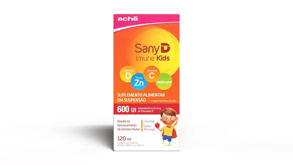 Sany D Imune Kids Sabor Morango Zero Açúcar Suspensão Oral 120 ml