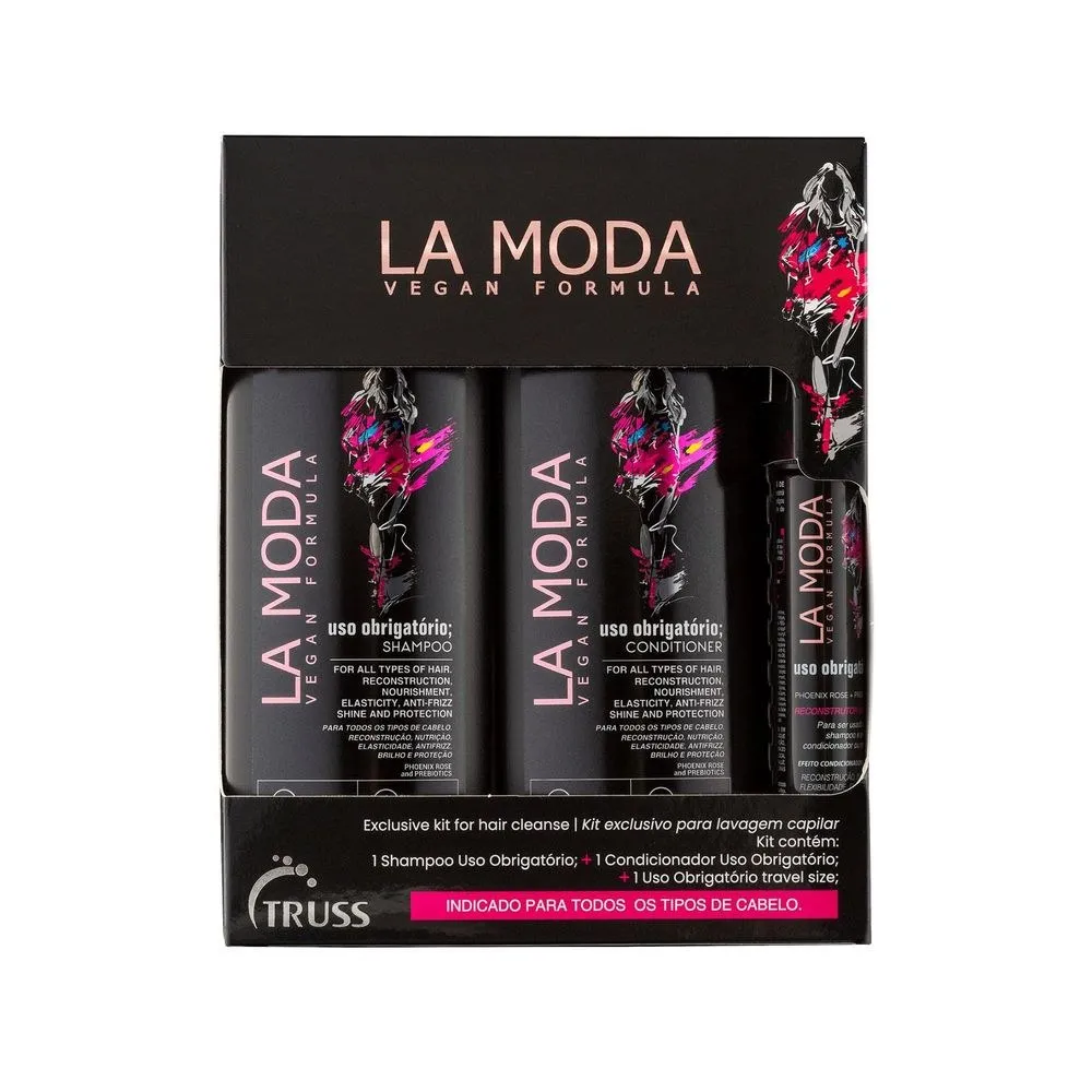 Truss Kit La Moda Uso Obrigatório Shampoo 300 ml 1 Uni + Condicionador 300 ml 1uni + Finalizador Uso Obrigatório 30 ml 1 Uni