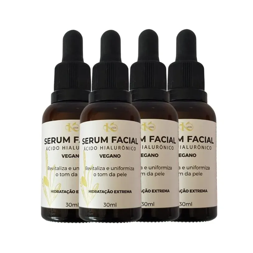 Kit 04 Sérum Facial Vegano Ácido Hialurônico 30 Ml Kuide