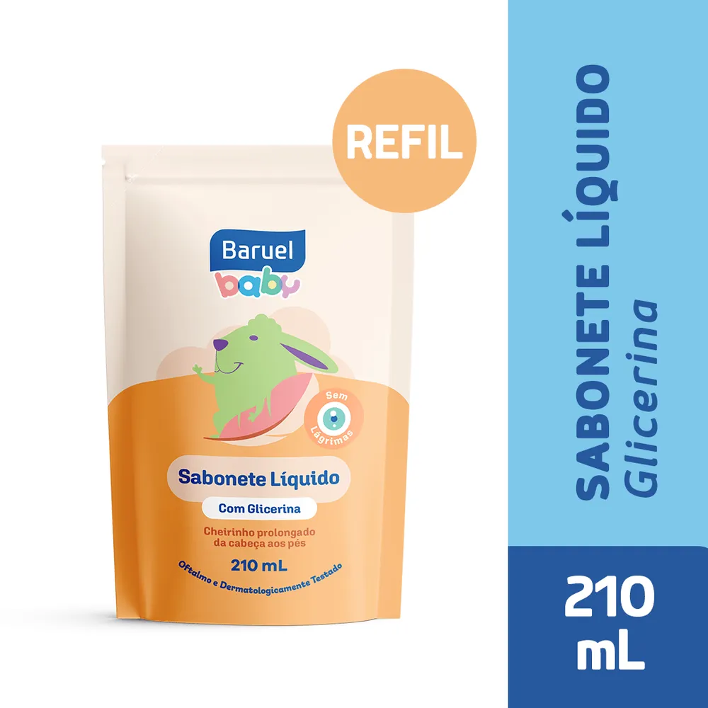 Sabonete Líquido Infantil Baruel Baby Glicerina da Cabeça aos Pés Refil 210 ml