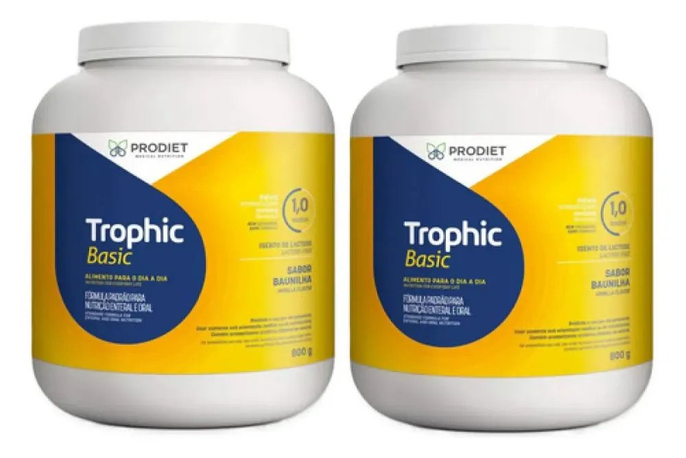 2 Potes de Trophic Basic 800 g Dieta Enteral Prodiet Baunilha