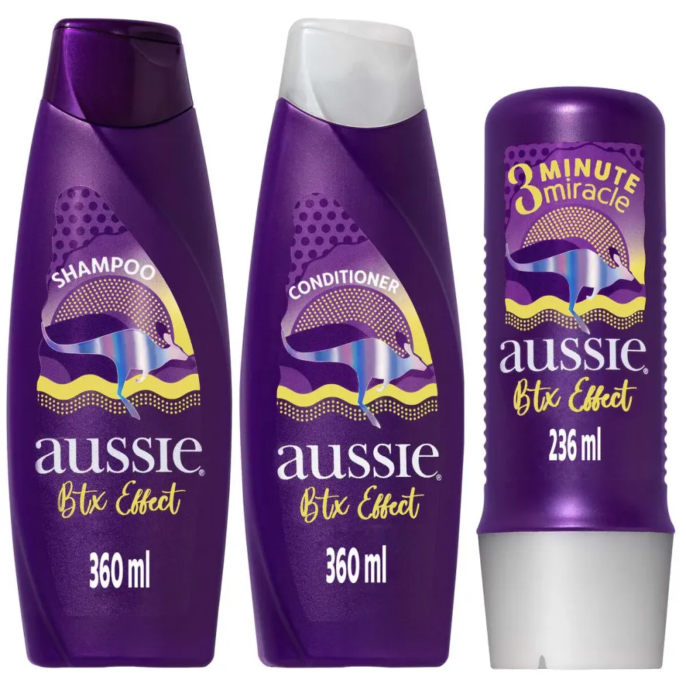 Kit Shampoo 360 ml + Condicionador 360 ml + Máscara de Hidratação 3 Minute Miracle 236 ml Aussie Btx Effect