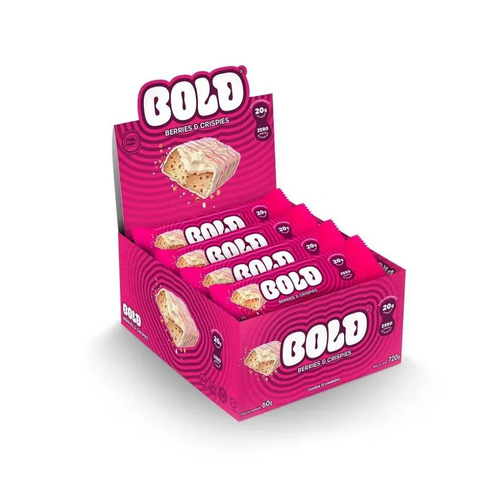 Barra de Proteína Bold Snacks Bold Bar Berries & Crispies 60 g 12 unidades