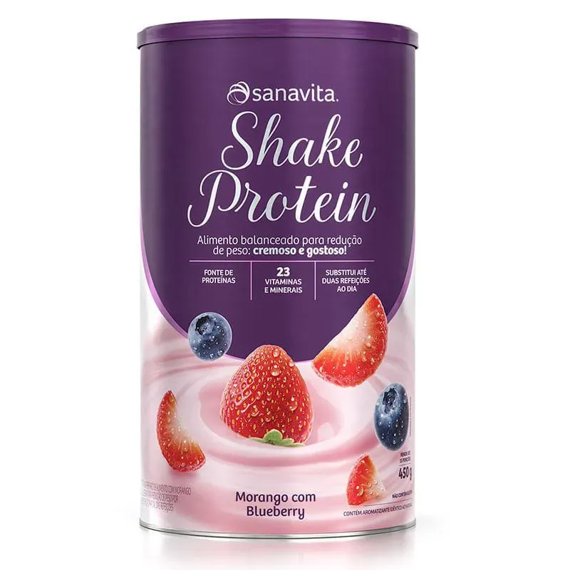 Shake Protein Morango e Blueberry 450 g - Sanavita